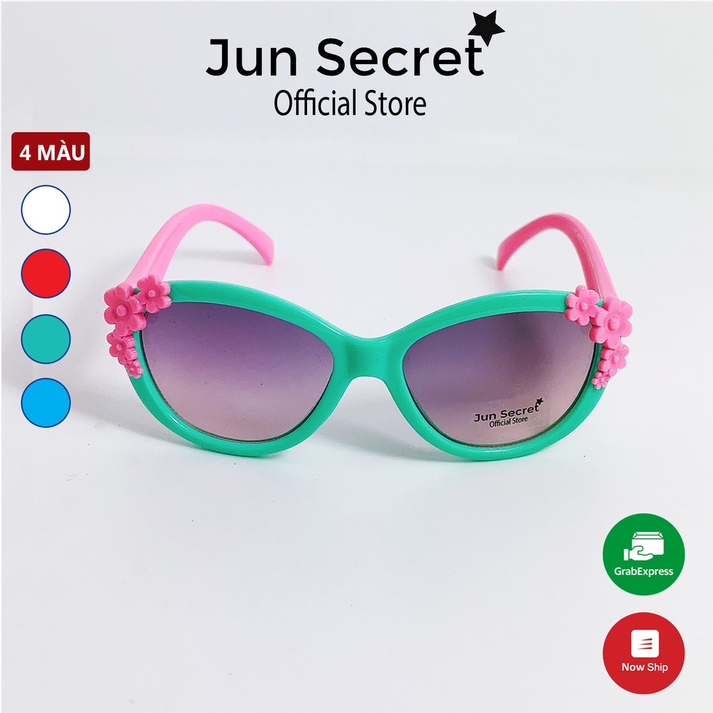 Kính mát dành cho bé gái Jun Secret kiểu dáng viền bông hoa cho bé từ 1 tới 5 tuổi JS13A96