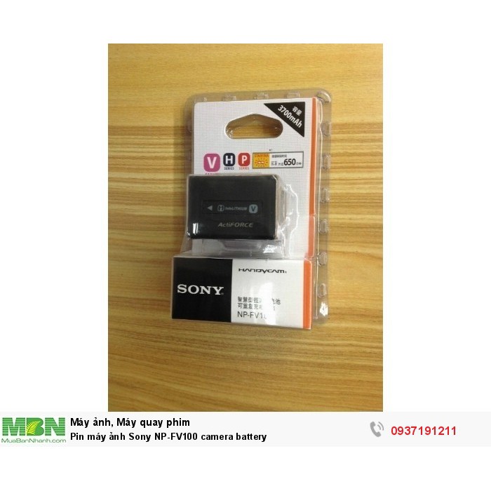 Pin Sony NP-FV100 ( NP FV100 ) cho Sony HDR PJ10 , TD10 , CX700 , CX130 , XR160 , PJ50