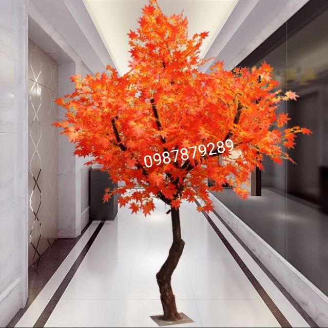 Lá phong đỏ 25 lá trang trí làm cây Giá sỉ- Cành lá giả
