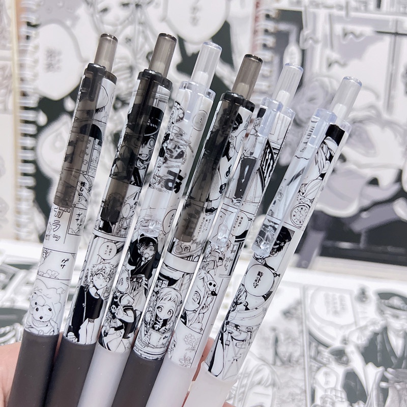 Bút Mực Gel Đen Nhân Vật Hoạt Hình Anime Cho Học Sinh