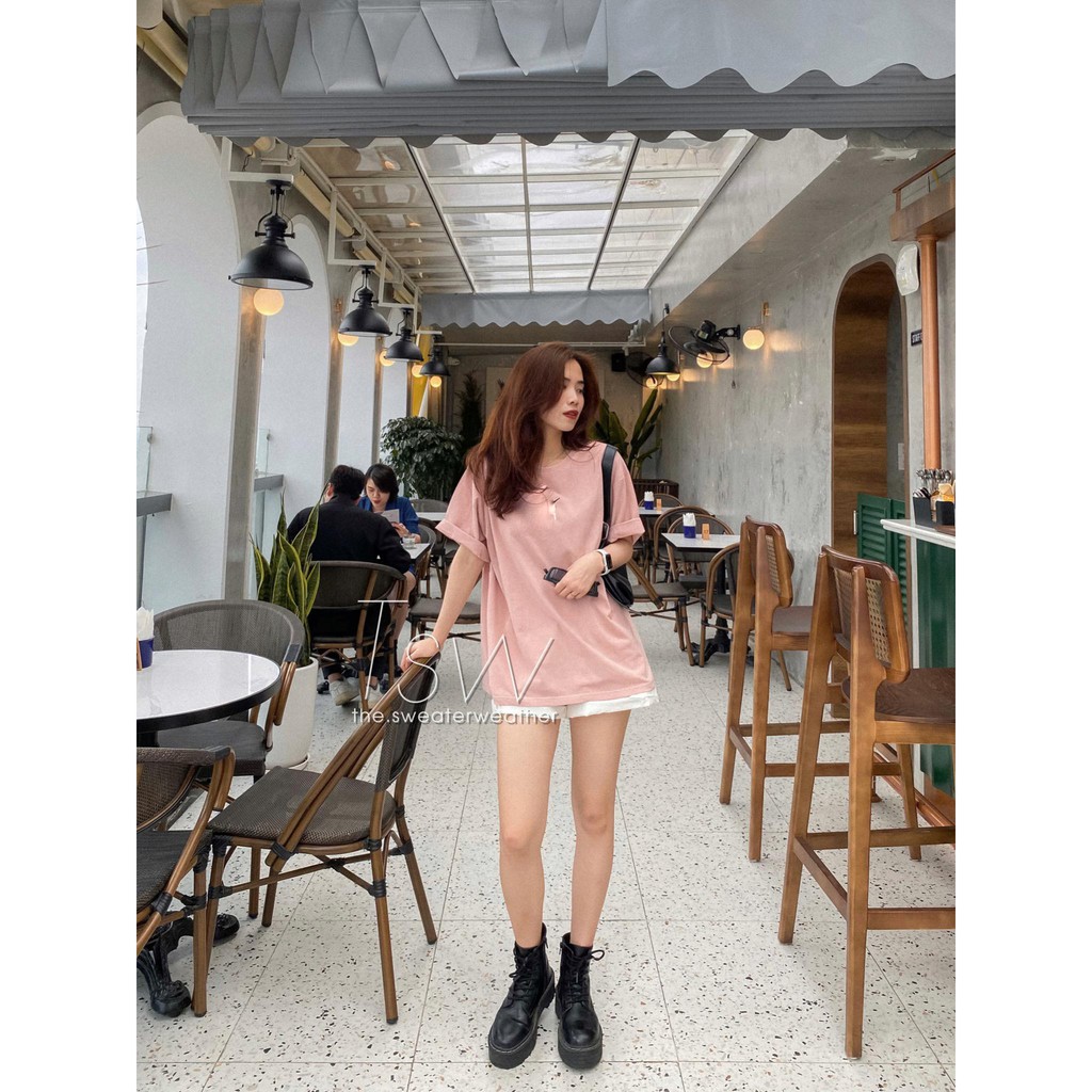 [Mã SKAMA06 giảm 8% tối đa 50K đơn 250K] Áo phông rộng tay lỡ thêu logo (Ảnh thật) | BigBuy360 - bigbuy360.vn