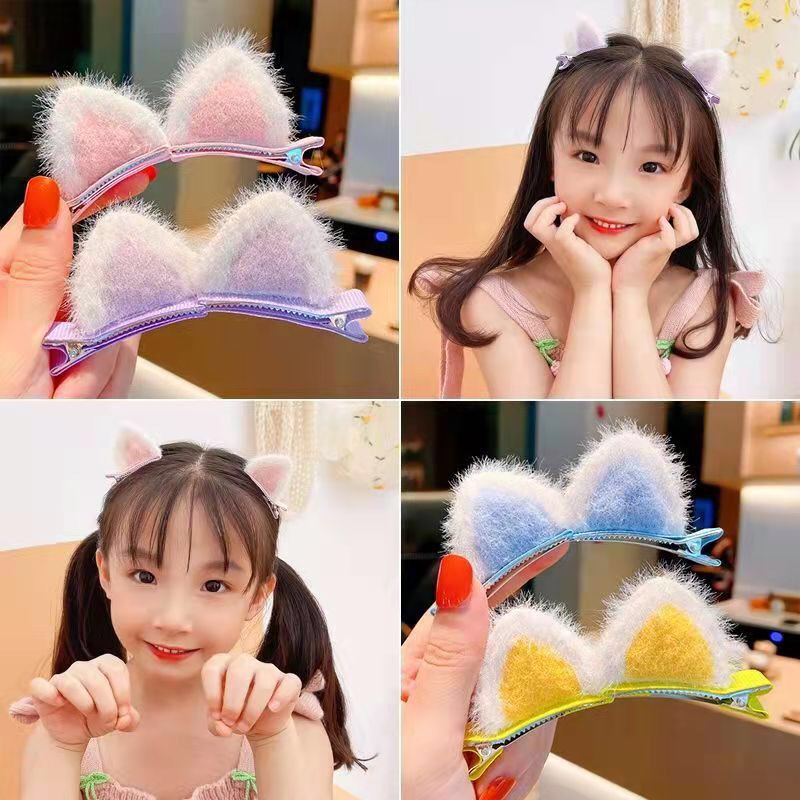 Kẹp tóc trẻ em tai mèo từ sang trọng cặp kẹp dễ thương phụ kiện tóc trẻ em kẹp