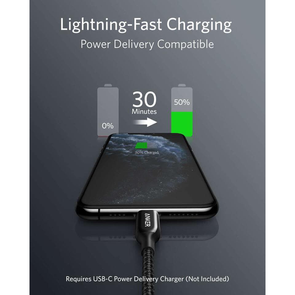 Cáp Dù Anker PowerLine+ 3 UsbC To Lightning - Bảo Hành 18 Tháng