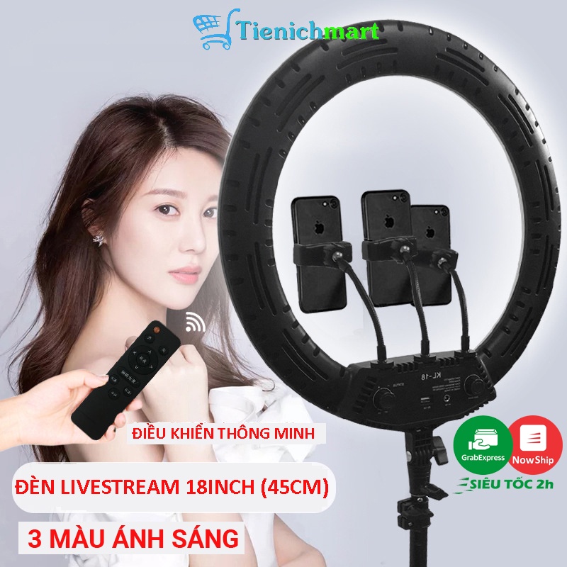 Đèn tròn livestream đường kính 45cm, ánh sáng 3 màu, chuyên dụng cho livestream, trang điểm, makeup