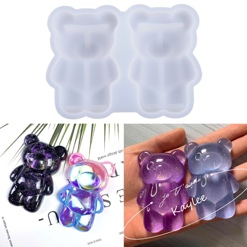 Khuôn Silicone Hình Gấu Nhỏ 3D Làm Mặt Vòng cổ / Bông Tai DIY