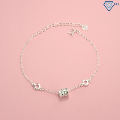 Lắc tay bạc cho nữ hoạ tiết hình trụ LTN0186 Trang Sức TNJ