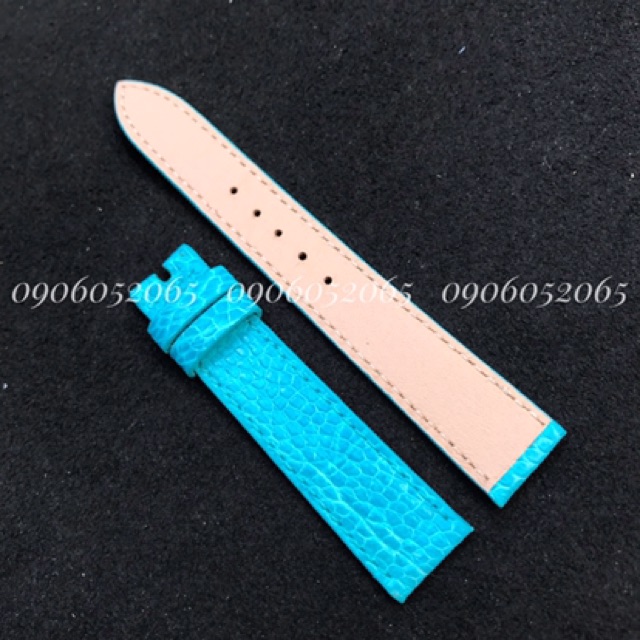 DÂY ĐỒNG HỒ DA ĐÀ DIỂU MÀU XANH NGỌC các size từ 10mm- 20mm