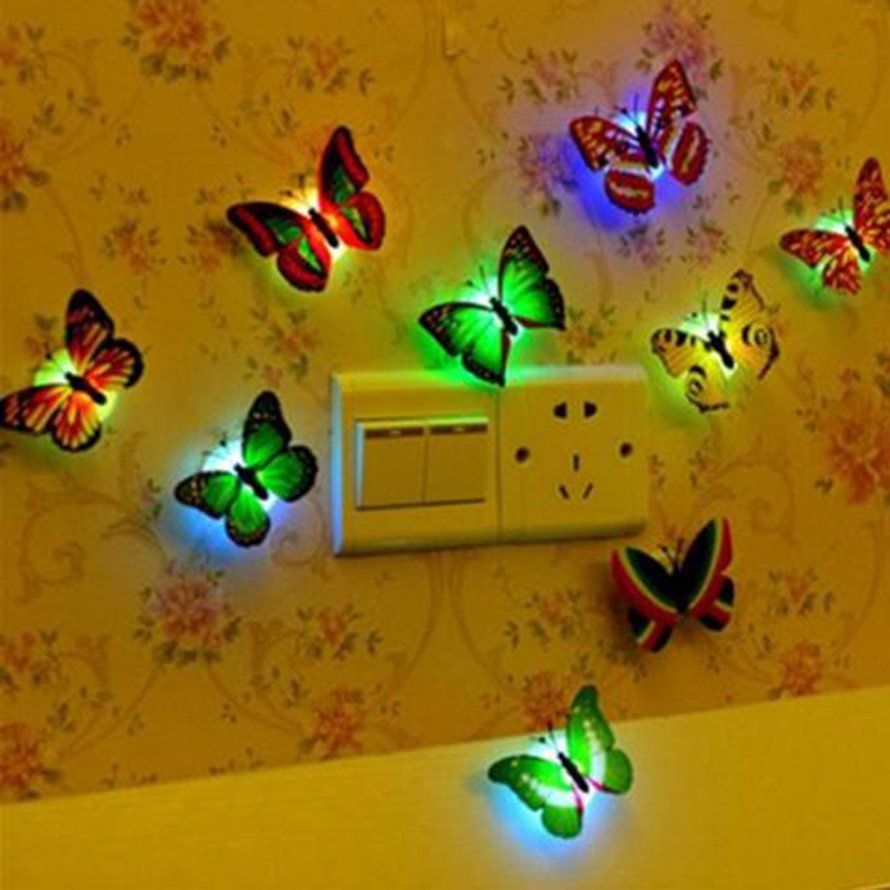 Bướm đèn LED nhiều màu trang trí tường dễ thương
