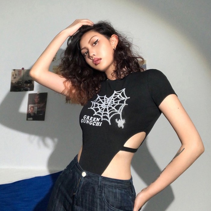 [Hàng Có Sẵn] Áo Croptop Bodysuit Khoét Eo Hai Màu Đen Trắng Sexy Gợi Cảm Quyến Rũ Cho Nữ Cá Tính | BigBuy360 - bigbuy360.vn