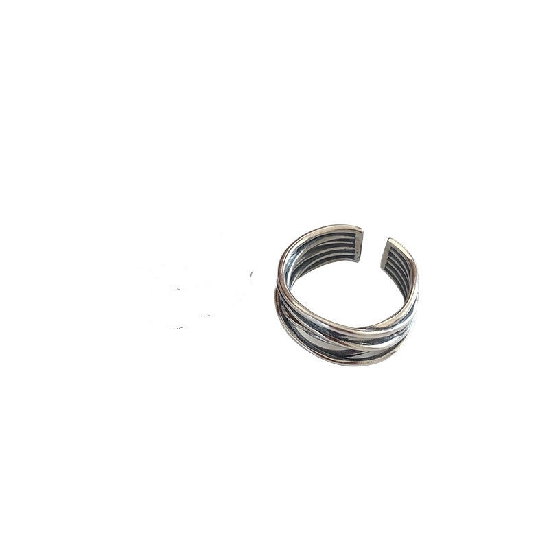 Nhẫn xoắn 2 tầng thiết kế đơn giản phong cách cổ điển hip hop