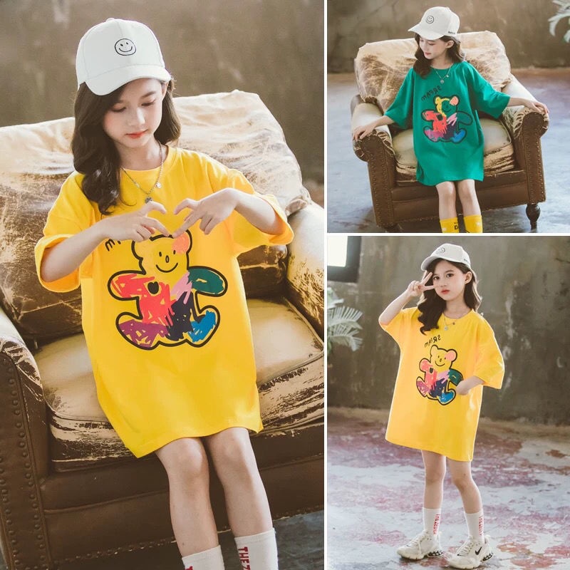 Đầm Thun Cotton Tay Ngắn Dáng Rộng Thời Trang Mùa Hè Cho Bé Gái Từ 3 Đến 4 Đến 5-6 Đến 7 Đến 8 Đến 9 Đến 10 Đến 11-12 Tuổi 2022
