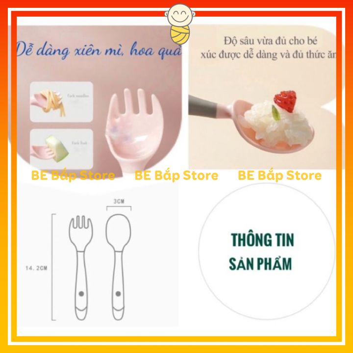 ⚡BÁN LỖ XIN ĐÁNH GIÁ 5 SAO⚡ Thìa Dĩa Uốn Cong 360 độ Cho Bé Tập Xúc Có Hộp Xinh Xắn