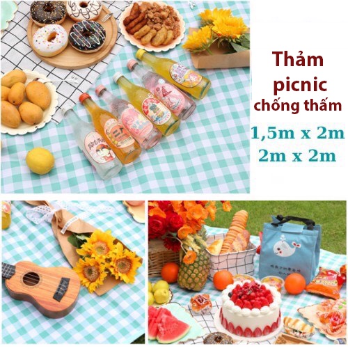 Thảm Picnic, Dã Ngoại, Du Lịch, Cắm Trại, Đi Phượt, Khăn Trải Bàn,...Chống Thấm Nước, Hoạ Tiết Caro Cao Cấp CT17653