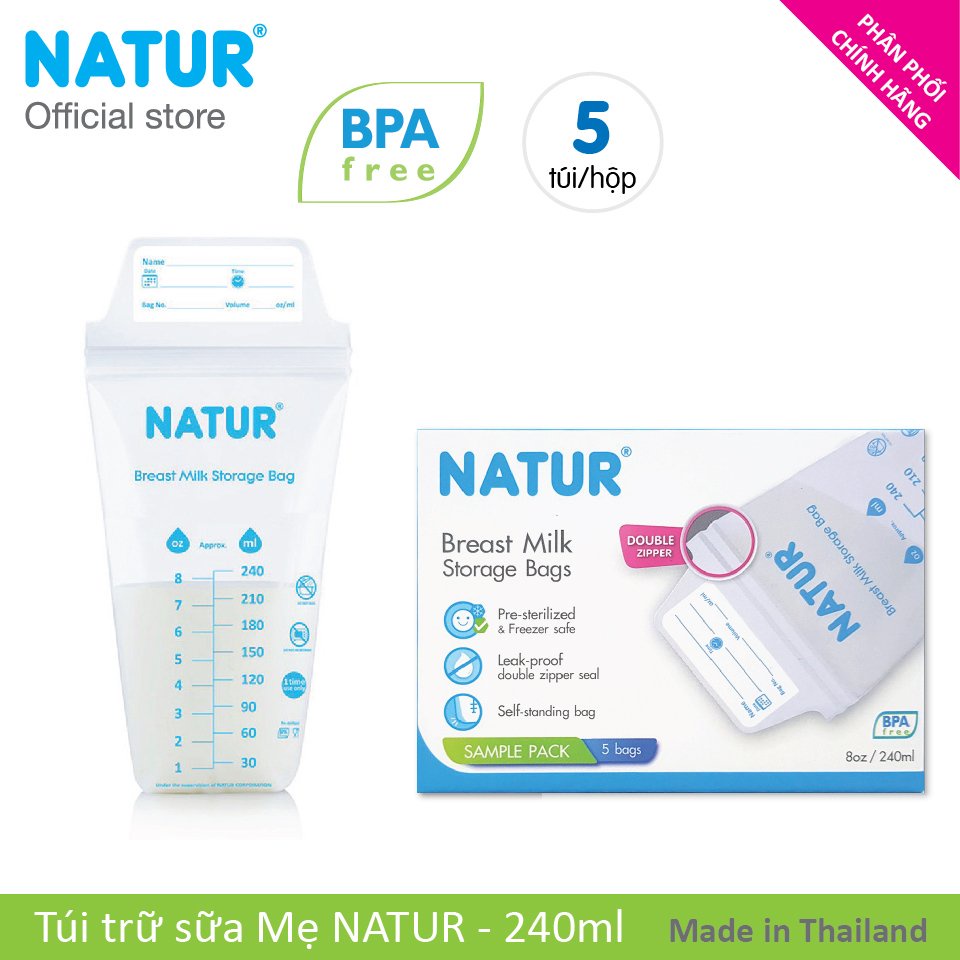Túi trữ sữa Natur 240ml (5 cái/hộp)