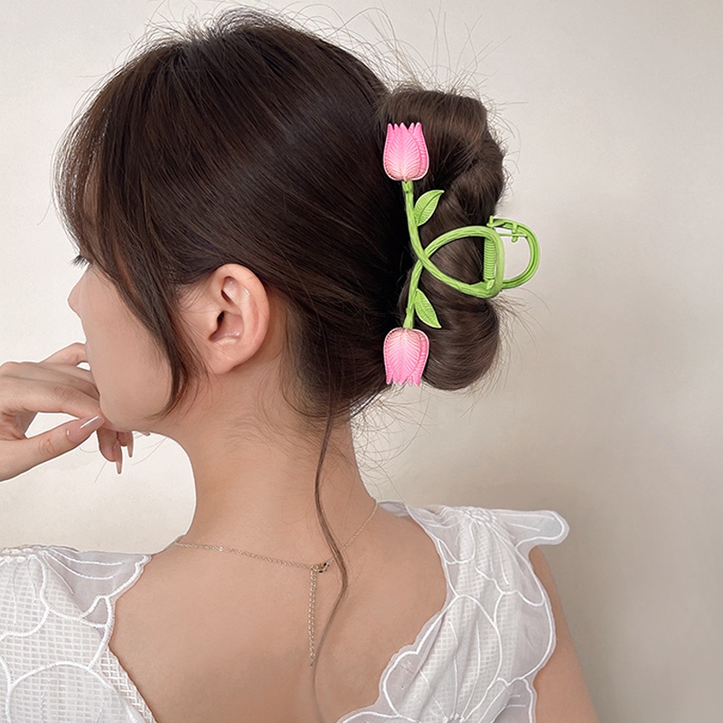 ✨✨Kẹp Tóc Hình Hoa Tulip/ Cá Mập Bằng Hợp Kim Thời Trang Hàn Quốc Cho Nữ