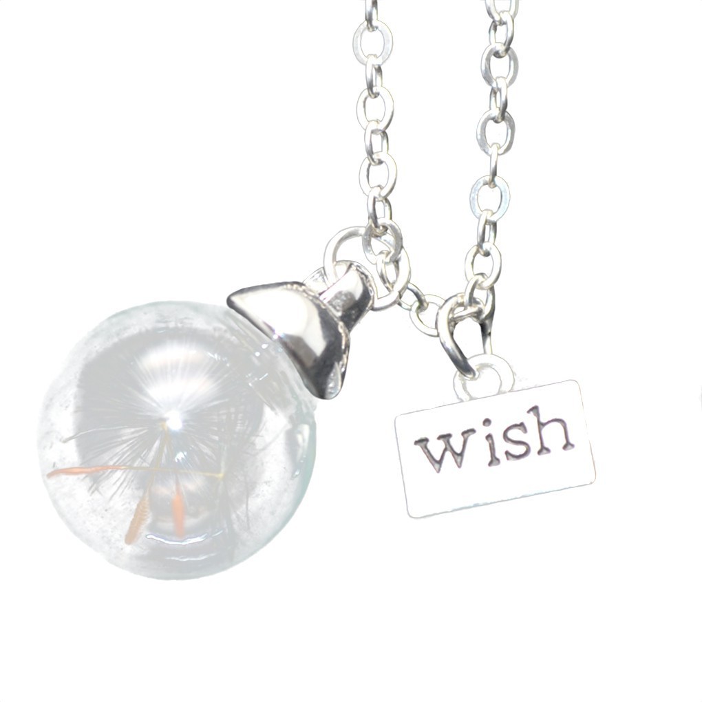 Dây chuyền mặt quả cầu thủy tinh đựng hạt bồ công anh