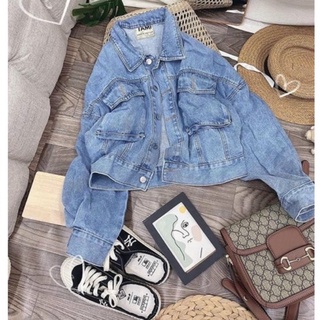 ÁO KHOÁC JEANS NỮ LỬNG NGẮN VNXK ✈️FREESHIP Áo Khoác NỮ croptop Áo Jeans Nữ Ngắn 2 Màu