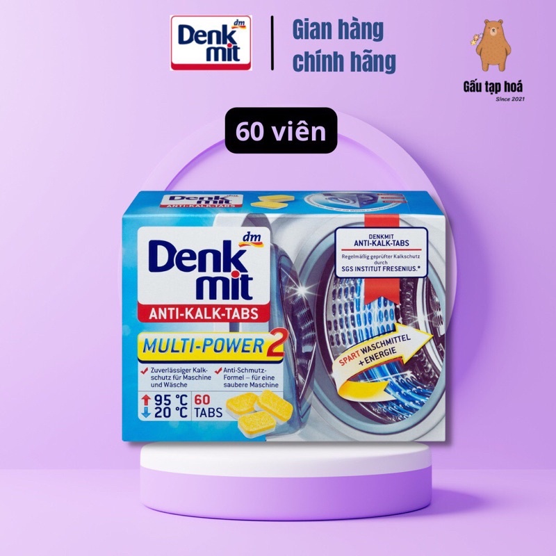 Viên tẩy lồng máy giặt Denkmit Anti - Kalk- Tabs 60 viên, viên tẩy lồng giặt