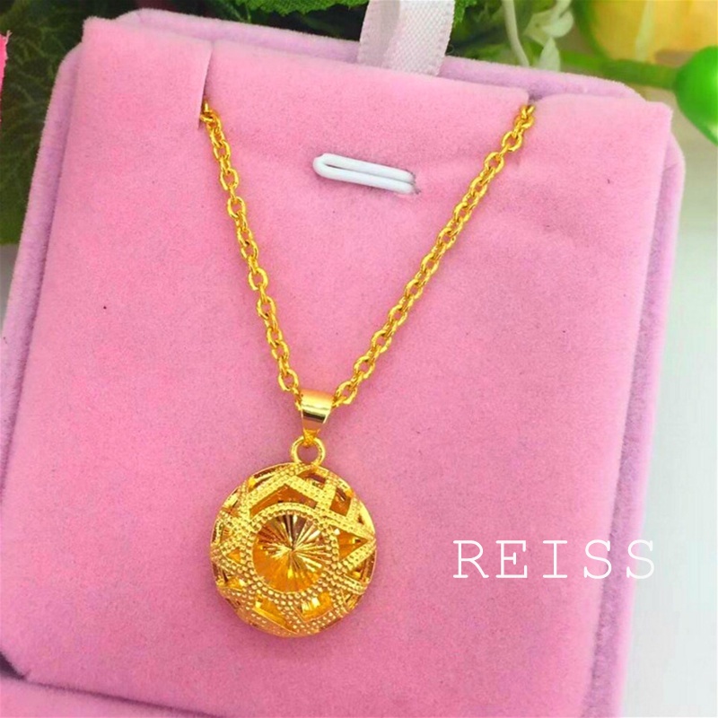 Vòng cổ Vàng 24K Mặt Hình Trái Tim Gợn Sóng 100% Chính Hãng Thời Trang Cho Nữ
