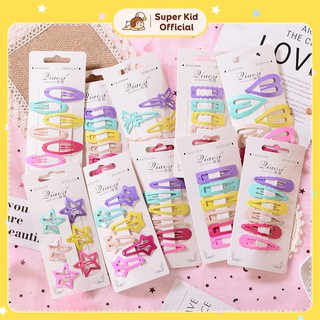 Set 6 kẹp tóc nhiều màu dễ thương Hàn Quốc cho bé DBT04