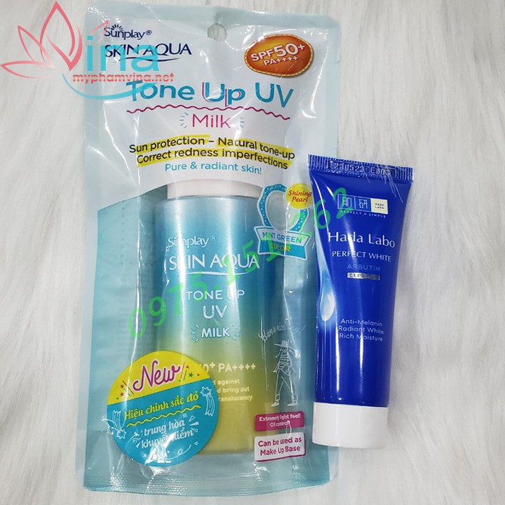 Kem chống nắng Sunplay Skin Aqua Mint Green Tone Up UV Milk hiệu chỉnh sắc da SPF50+, PA++++ 50ml (màu xanh)