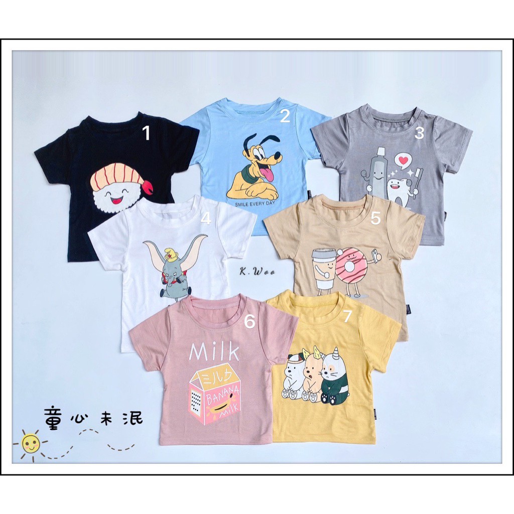 [SALE] Áo Cộc Tay Cho Bé Trai, Bé Gái KIMCHI Vải Thun Lạnh Họa Tiết Kute Xuất Hàn, Áo Thun Cho Bé Minky Mom KWA2101