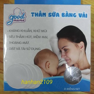 Thấm sữa bằng vải Goodmama (Giặt được, hộp 8 miếng)