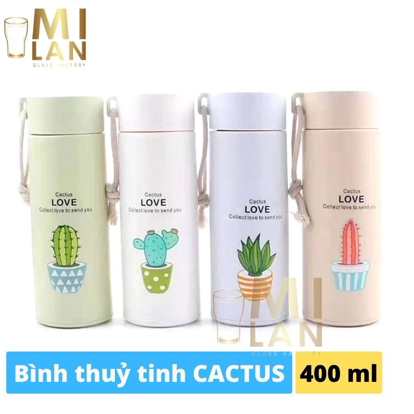 🍒BÌNH NƯỚC IN HÌNH CÂY XƯƠNG RỒNG CỔ RỘNG 🍒 làm quà tặng, có dây xách cactus