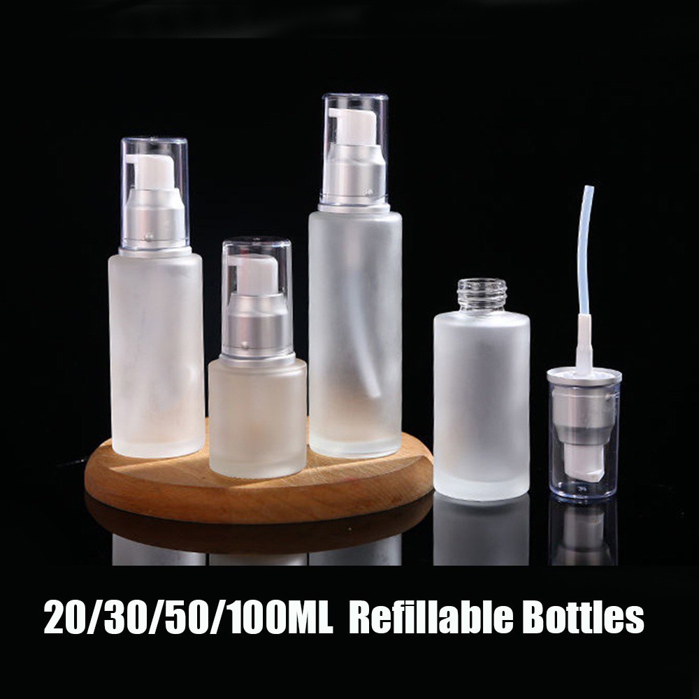 (Hàng Mới Về) Chai Thủy Tinh Rỗng Trong Suốt Dạng Xịt 20 / 30 / 50 / 100ml Dùng Chiết Mỹ Phẩm Khi Đi Du Lịch