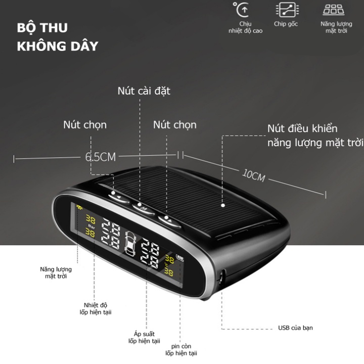 [ Bảo Hành 12 tháng] Cảm biến áp suất lốp gắn trong dành cho ô tô, xe hơi TN03N pin 400 mAh, chống nước IP67