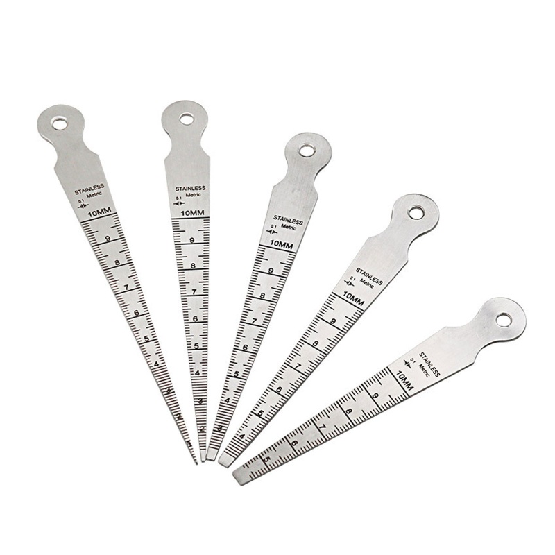 Bộ 5 Thước Đo Khe Hở Hình Tam Giác Bằng Thép Không Gỉ 10mm Tiện Dụng