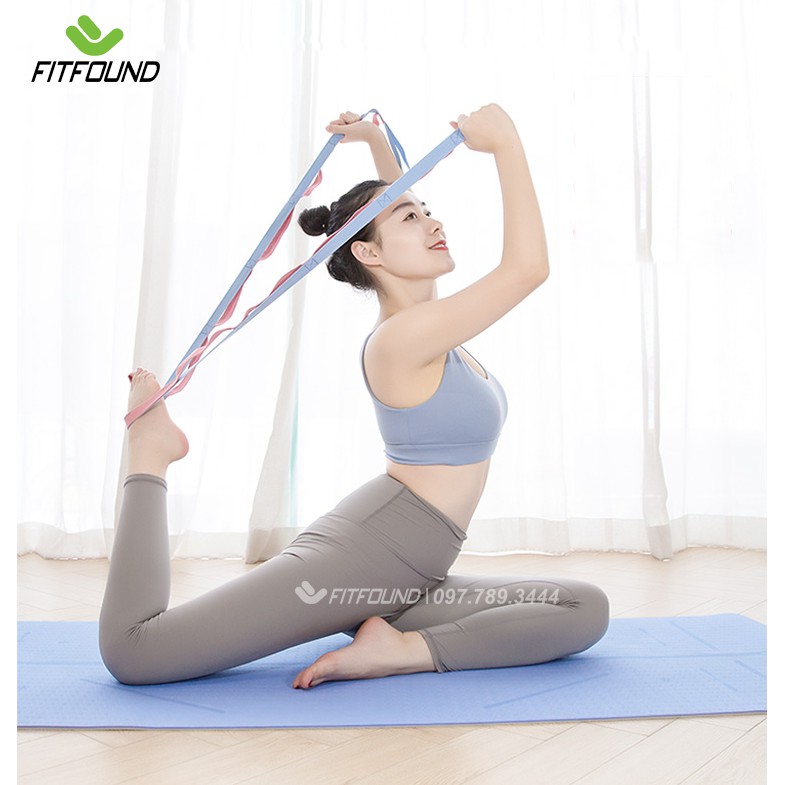 Dây tập yoga chia đoạn mắc cài siêu tiện lợi strech strap co giãn và không co giãn