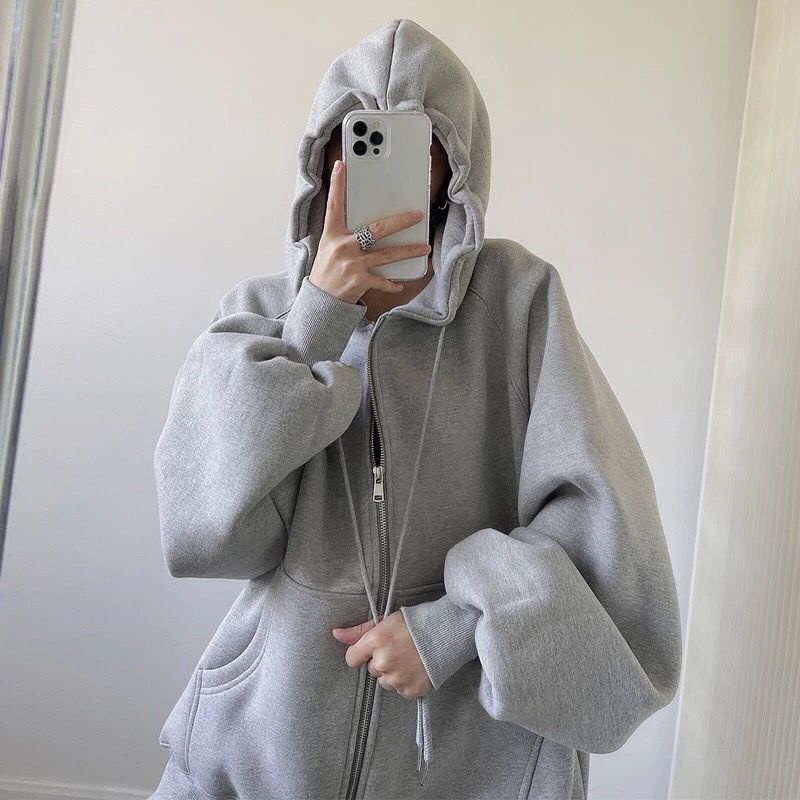 Áo Hoodie Dáng Rộng Lót Lông Cừu Dày Dặn Phong Cách Hàn Quốc Thời Trang Xuân Thu Mới Cho Nữ