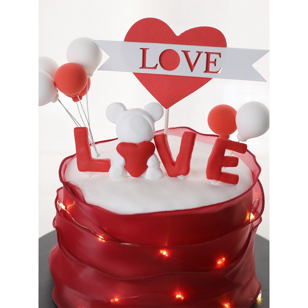 Cây cắm trang trí bánh kem hình cặp đôi gấu dễ thương