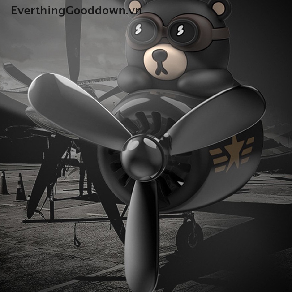 Everthinggood Phụ Kiện Quạt Làm Mát Không Khí Xe Hơi Hình Gấu Phi Công Xoay Được vn