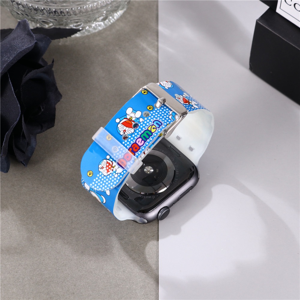 Dây Đeo Đồng Hồ Họa Tiết Hoạt Hình Doraemon Cho iWatch Series 8 7 SE 6 5 4 3 2 1 Correa 38 40 41 42 44 45mm