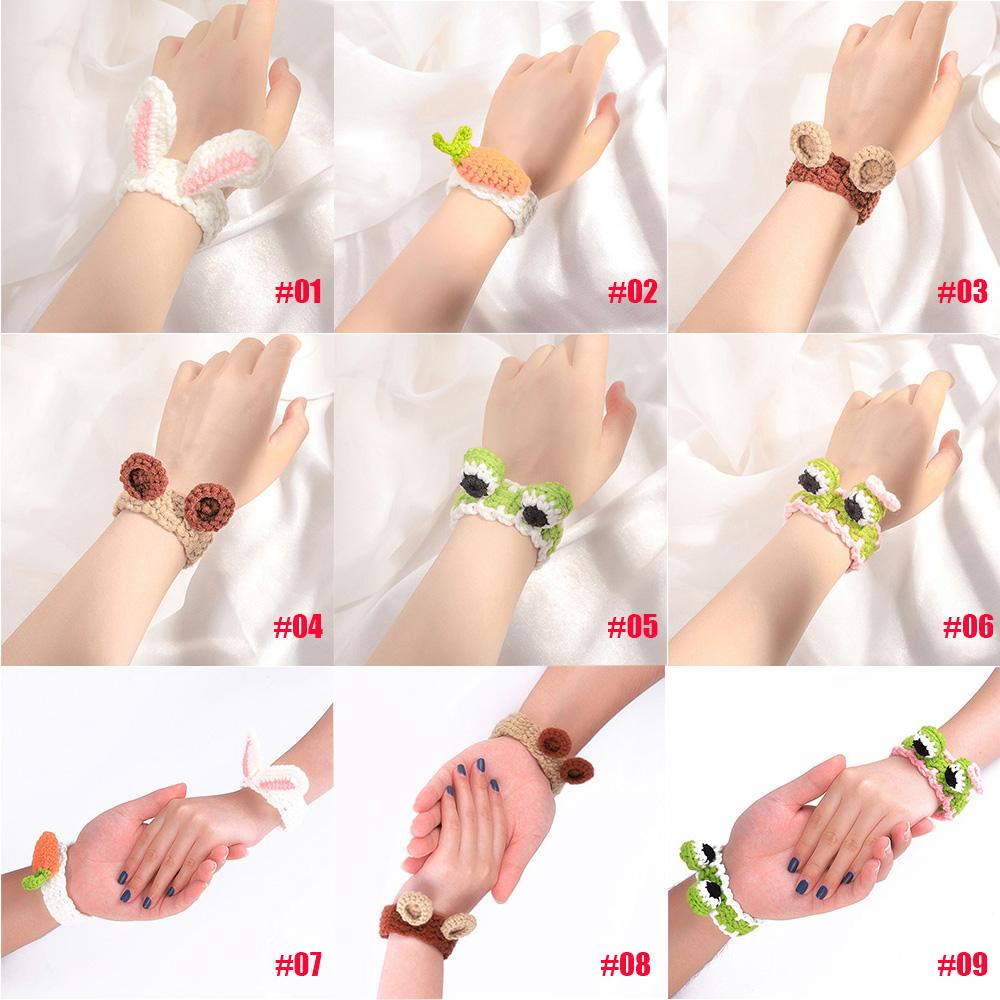 Vòng Tay Dây Bện Mặt Hình Tai Thỏ / Gấu / Cà Rốt / Gấu Bằng Len Dễ Thương Dùng Làm Quà Tặng Cho Bạn Thân