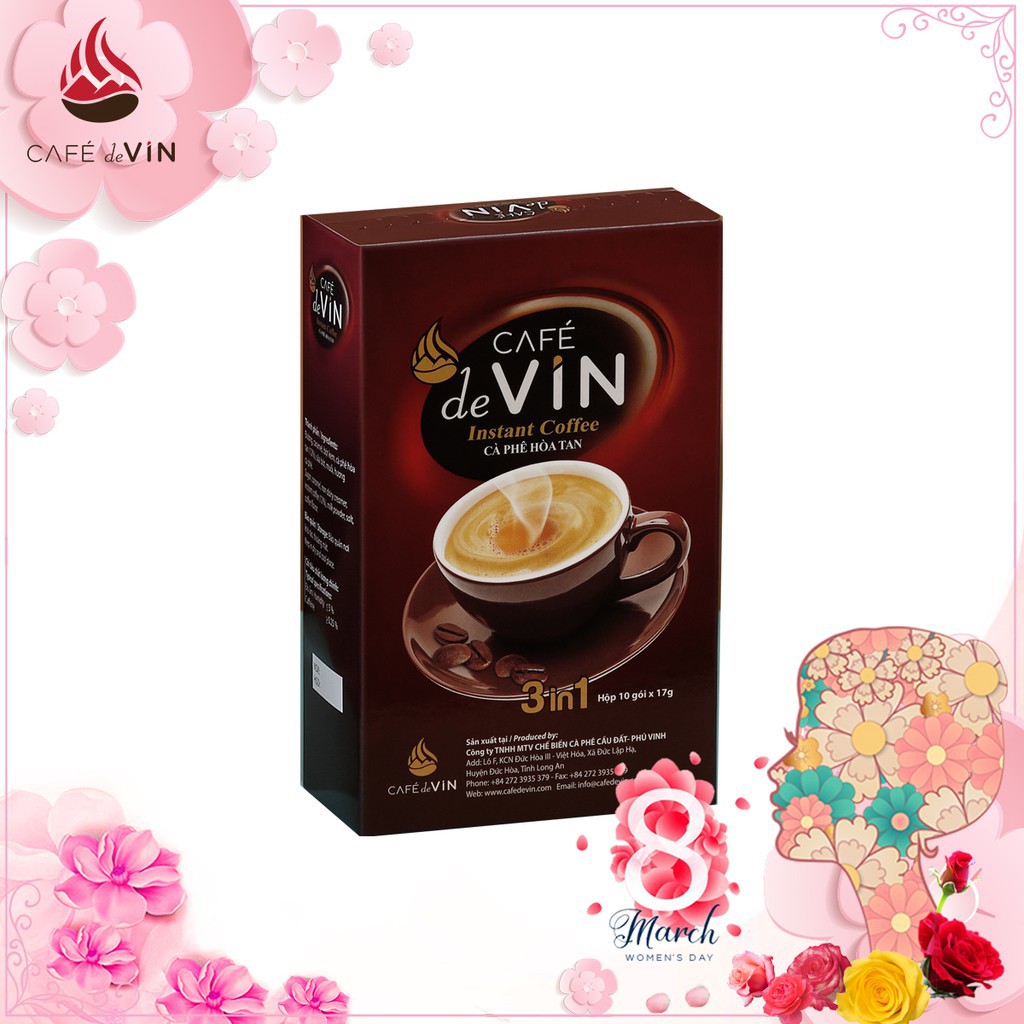 Cà phê sữa hòa tan Cafe de Vin 3 in 1 374g- 22 gói | BigBuy360 - bigbuy360.vn
