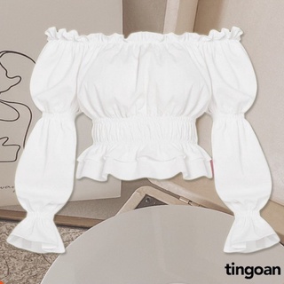 [Nhập WABR152 giảm 10% đơn 250K]Áo trễ vai dài tay trắng đũi chun co giãn mặc 2 kiểu tingoan ONE WISH OFF