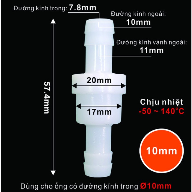 Van 1 chiều, vòi chống nhiễu 4mm 6mm 8mm 10mm 12mm - Propack