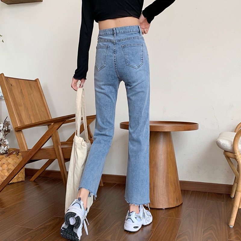 Quần Jeans Nữ Lưng Cao Ống Rộng Xẻ Tà Thời Trang Hàn Quốc Cá Tính