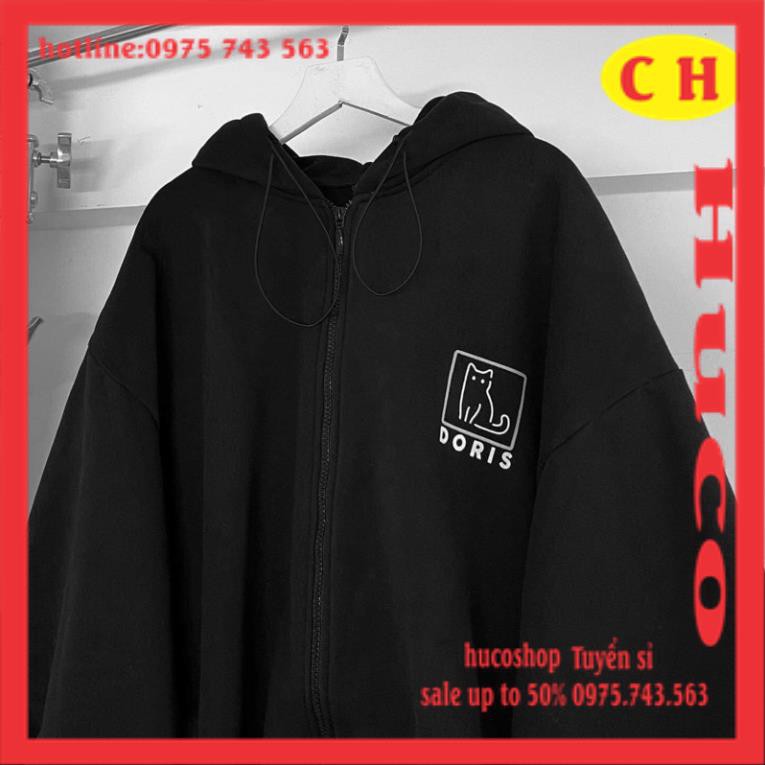 áo khoác hoodie chun tay thời trang thu đông nam nữ - nỉ bông Dor-hai mặt form rộng, unisex, freesize dưới 55kg ulzzang