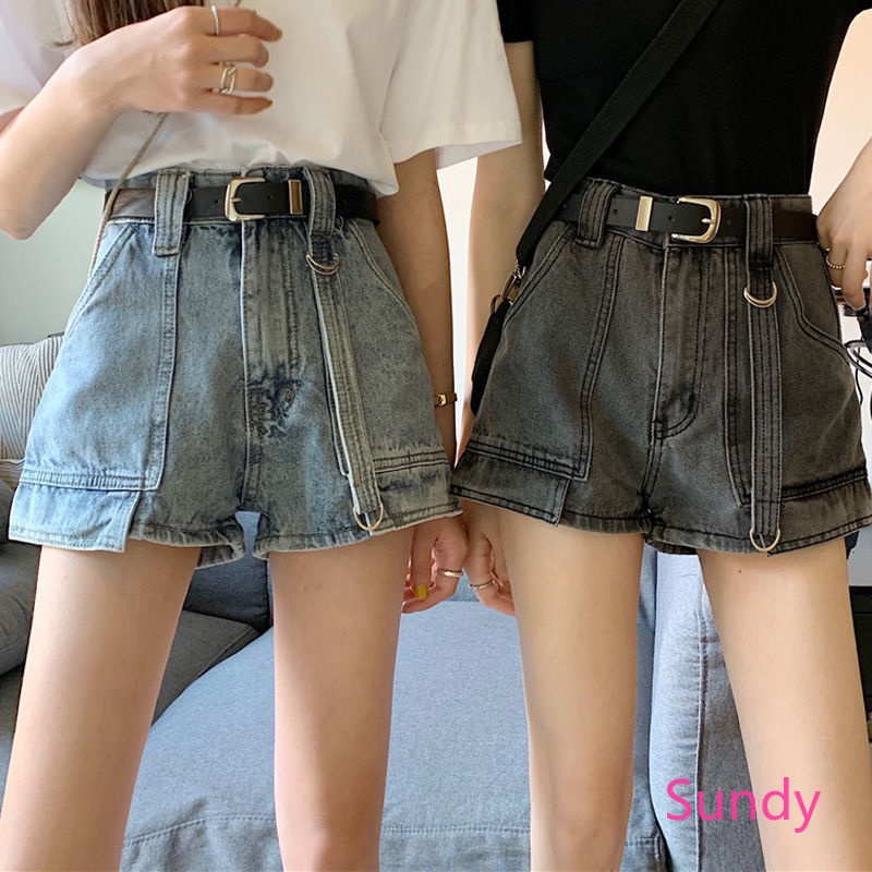 Quần Short Lưng Cao Ống Rộng Phong Cách Vintage Cho Nữ