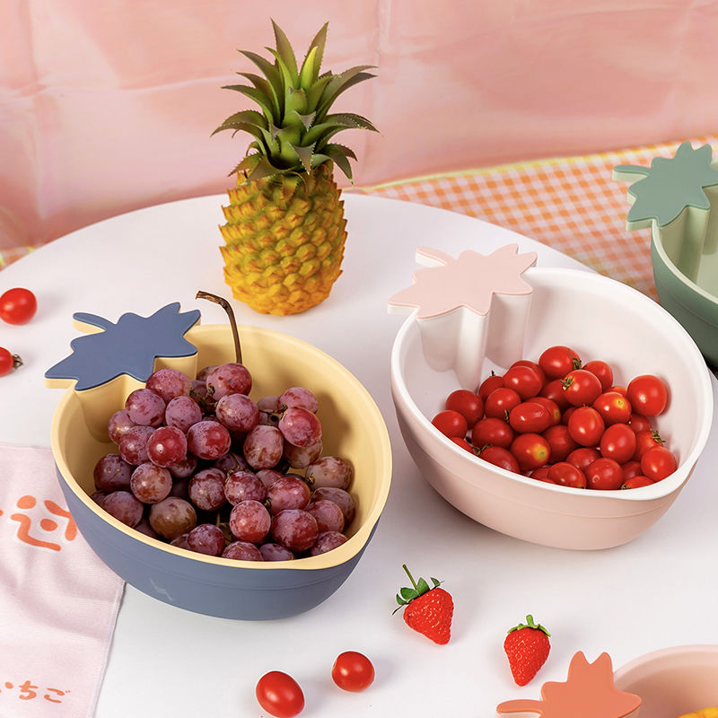 【Really Stock】Fruit basket home Double Layer Drain Wash plate cute kitchen sink drain basket plastic fruit storage tray