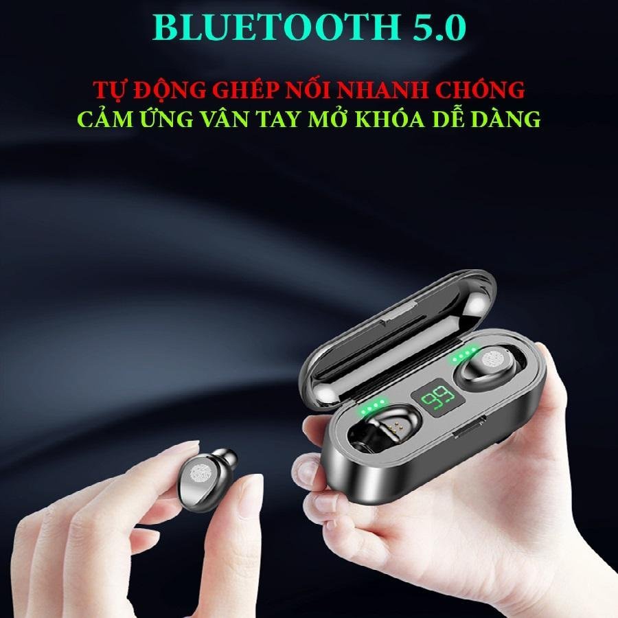 Bản Limited Dock sạc siêu trâu Kiêm Sạc Dự Phòng Tai Nghe Bluetooth 5.0 Amoi F9 Cảm Biến Vân Tay âm thanh êm ái