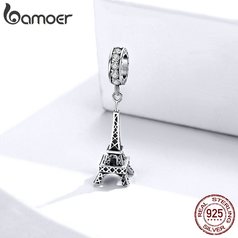 Mặt Dây Chuyền Bamoer Bằng Bạc 925 Hình Tháp Eiffel Phong Cách Cổ Điển Sang Trọng