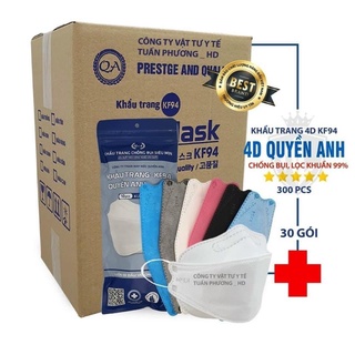 Khẩu Trang Y Tế 4D Quyền Anh Mask KF94, Khẩu Trang Y Tế 4 Lớp Túi 10 cái