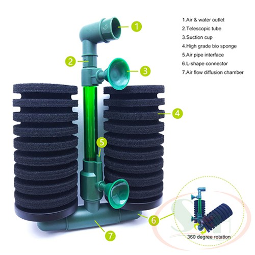 Lọc Bio Đôi Qanvee Bio Sponge Filter