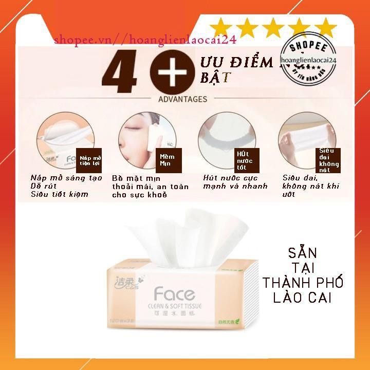 Giấy ăn Face hồng cao cấp thùng 18 gói THƠM 120 tờ 3 lớp siêu dai
