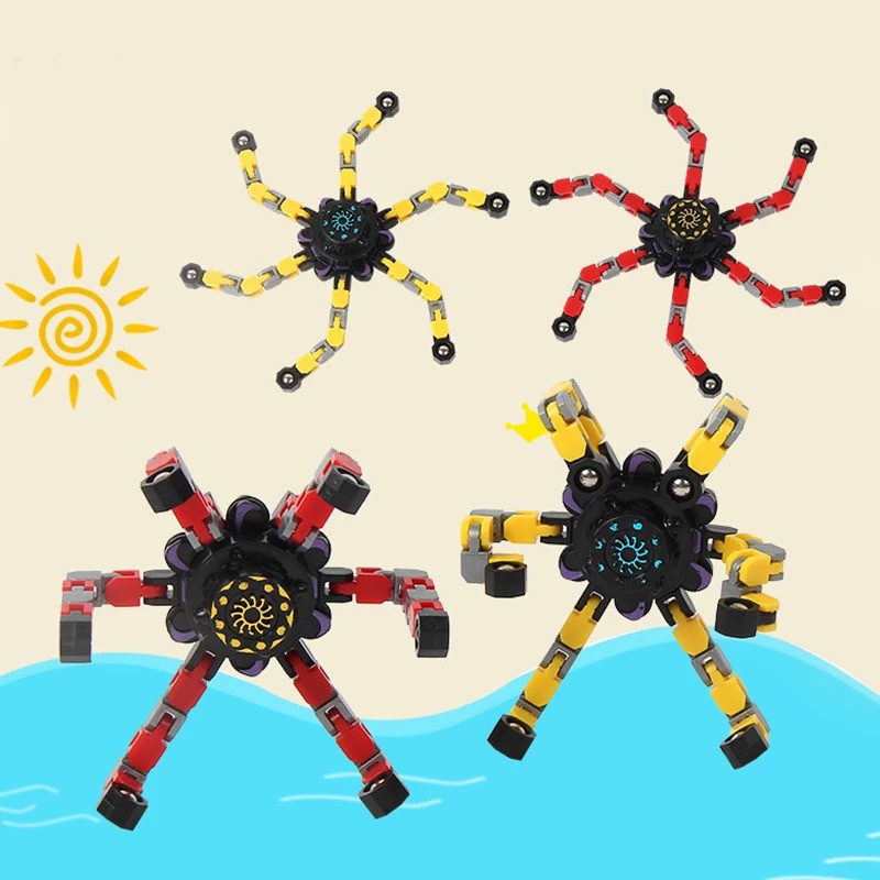 [Có Đèn] Con Quay Đồ Chơi Spinner Robot Biến Hình Thông Minh Cho Bé Fidget Spinner DIY Toy